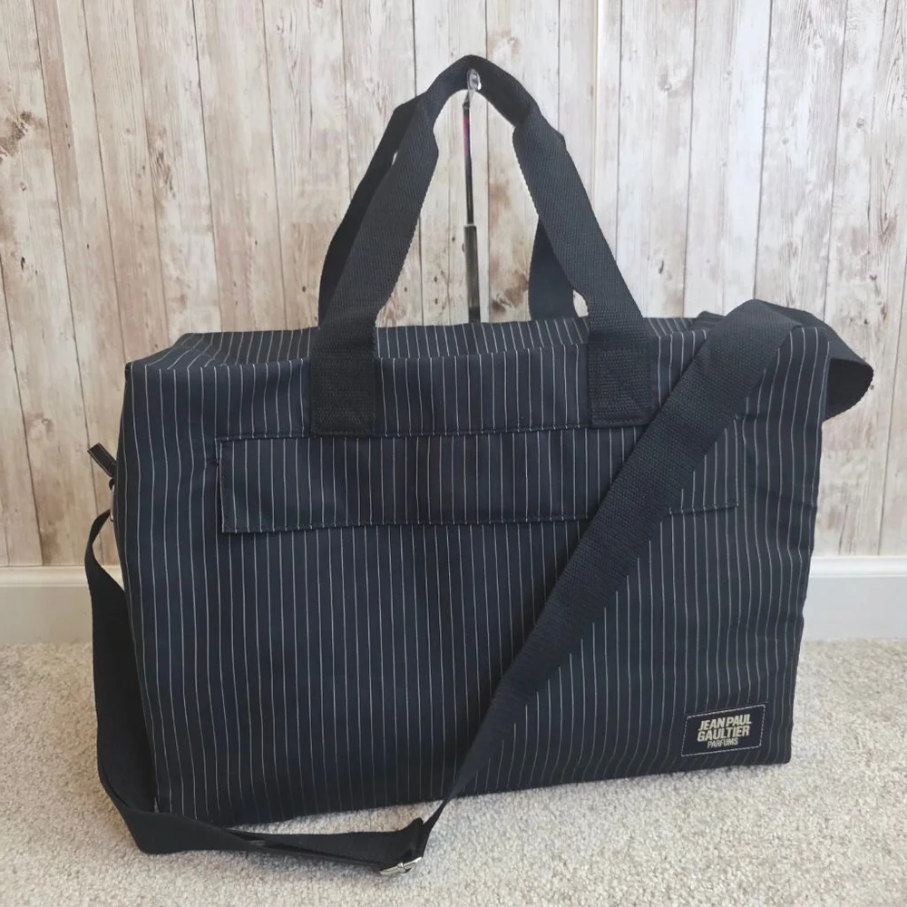 Men's Jean Paul Gaultier Navy White Pinstripe Duffel Bag